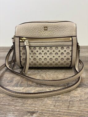 Kate Spade New York Perri Lane Bubbles Perforated Leather Delaney Satchel Taupe